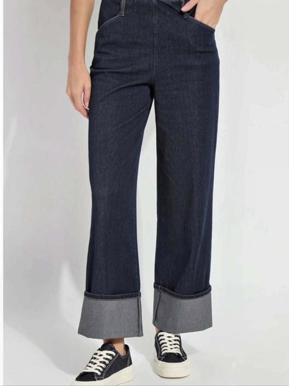 Lysse High Waisted Wide Leg 4-way Stretch Knit Denim.